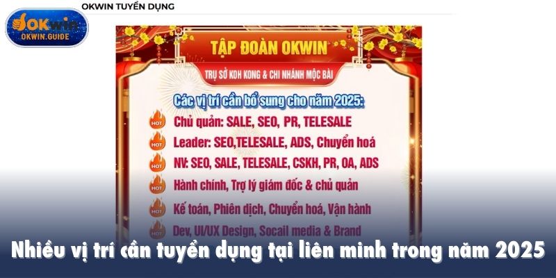 Nhiều vị trí cần tuyển dụng tại liên minh trong năm 2025