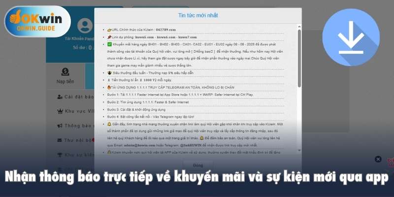 Nhận thông báo trực tiếp về khuyến mãi và sự kiện mới qua app